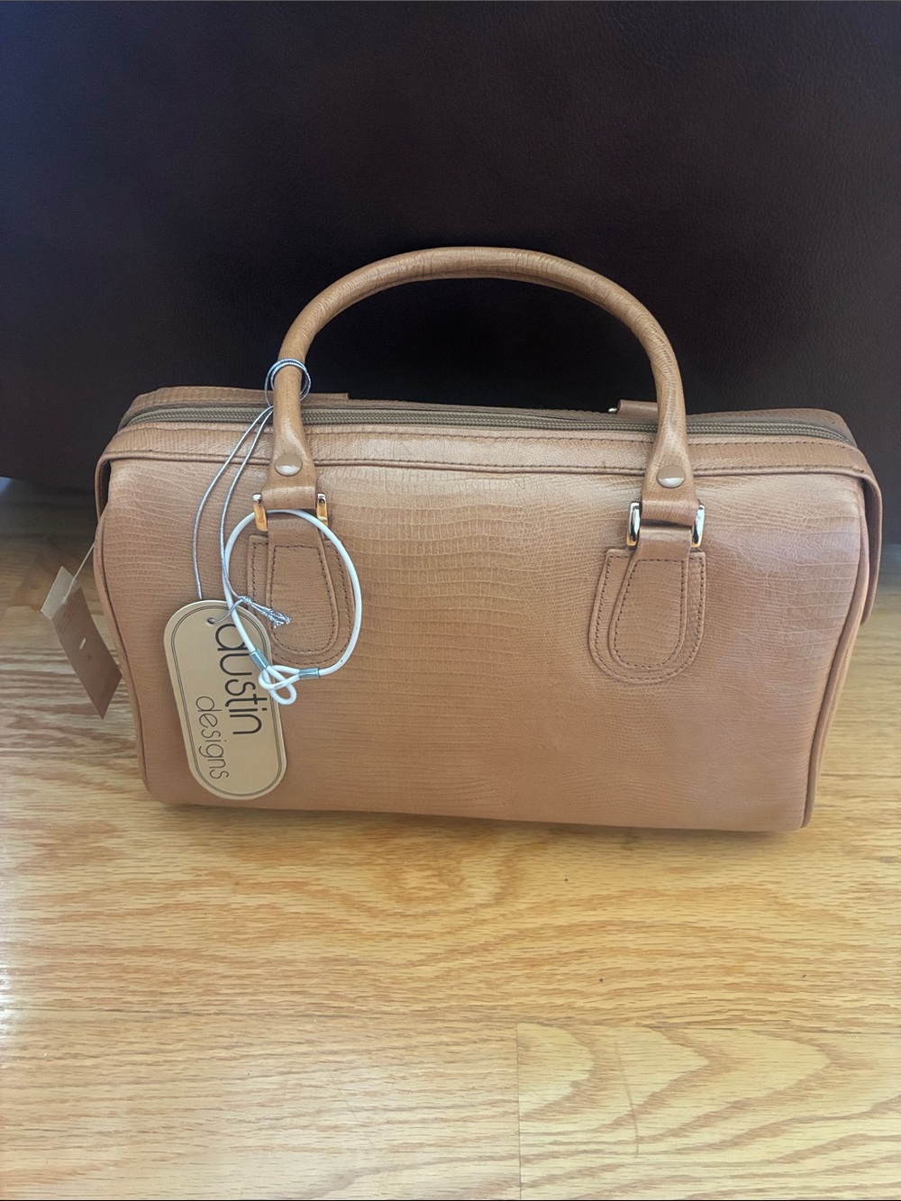 Austin Designs Tan/Cognac Faux Leather Satchel Handbag – New With Tags